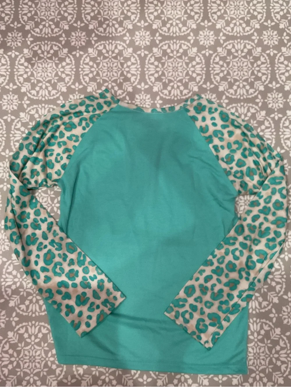 Justice Girls Teal Leopard Long Sleeve Top & Pants Set Size 12 New